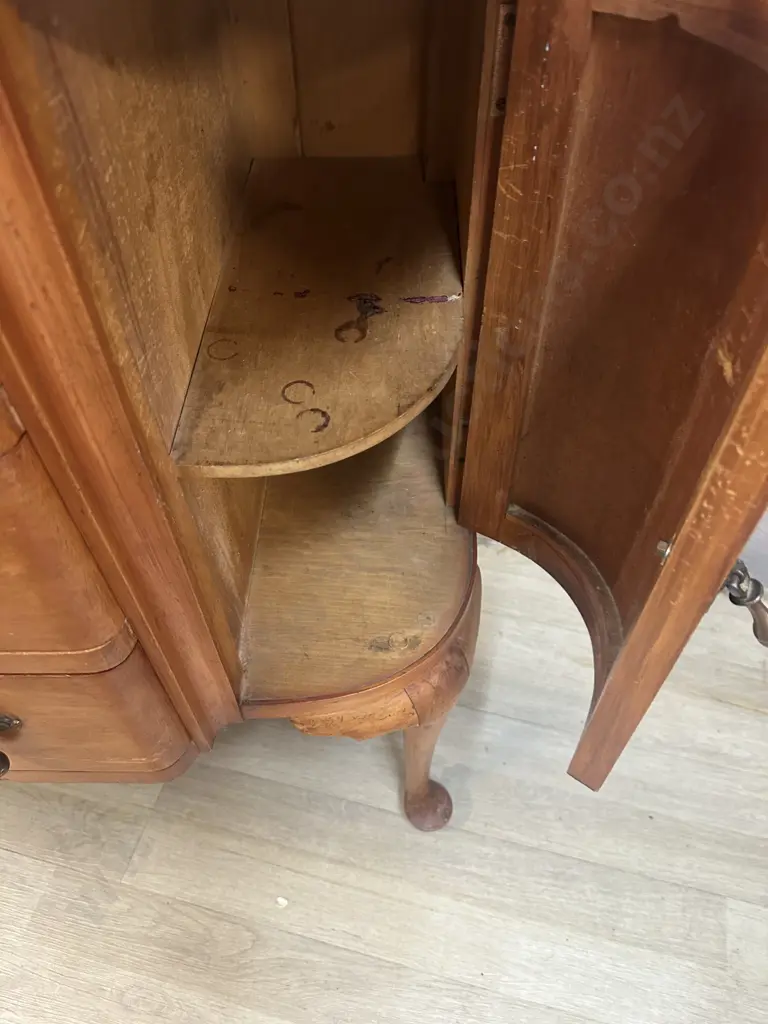 Antique Kauri Dressing Table Three Drawer Two Bowed Cupboards With Cabriole Legs Image 1++