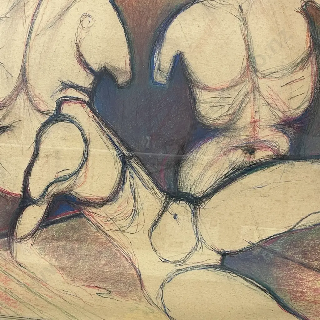 Framed Original Artwork. Signed Judd. Human body form. 90 x 80cm incl frame Image 1++