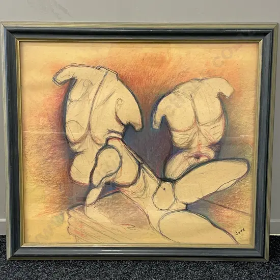 Framed Original Artwork. Signed Judd. Human body form. 90 x 80cm incl frame