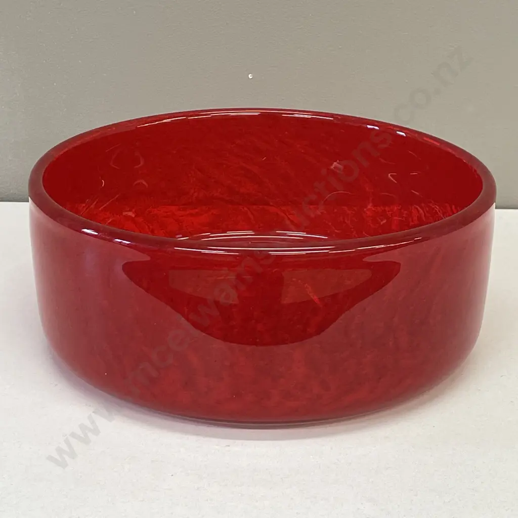 Mid Century Large Bright Red Art Glass Bowl. Dia28cm H11.5cm Image 1++
