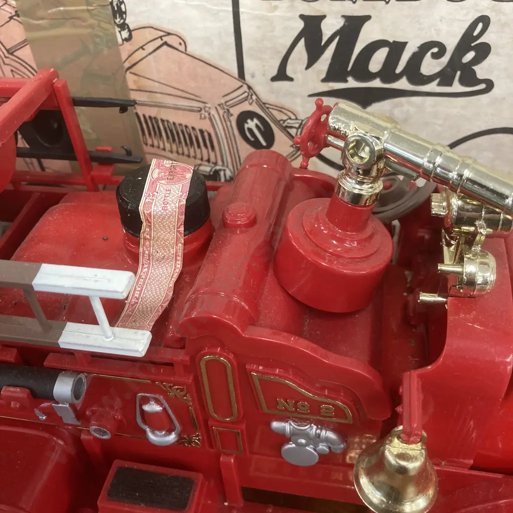Vintage Jim Beam Fire Truck Decanter Fire Department #2 1917 Bulldog Mack Model AC, Sealed, Original Box Image 1++
