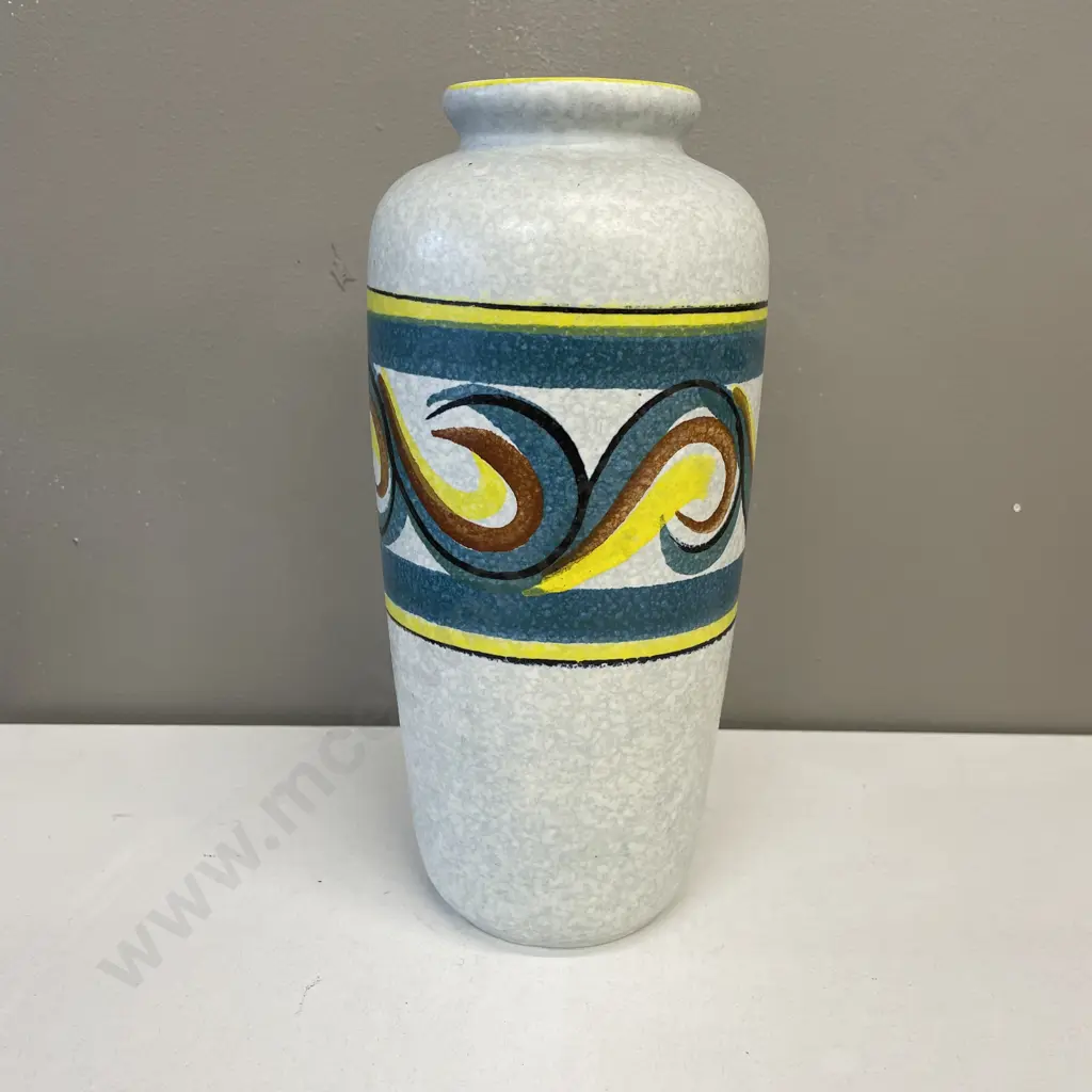 Mid Century German Vase with handpainted stylised panel in centre. H27cm Image 1++