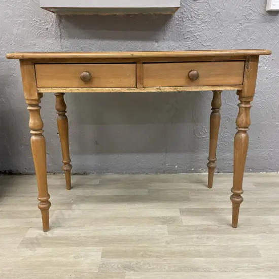 Vintage Kauri? two drawer Hall table. Treated borer evident. H77 W96.5 D48.5cm