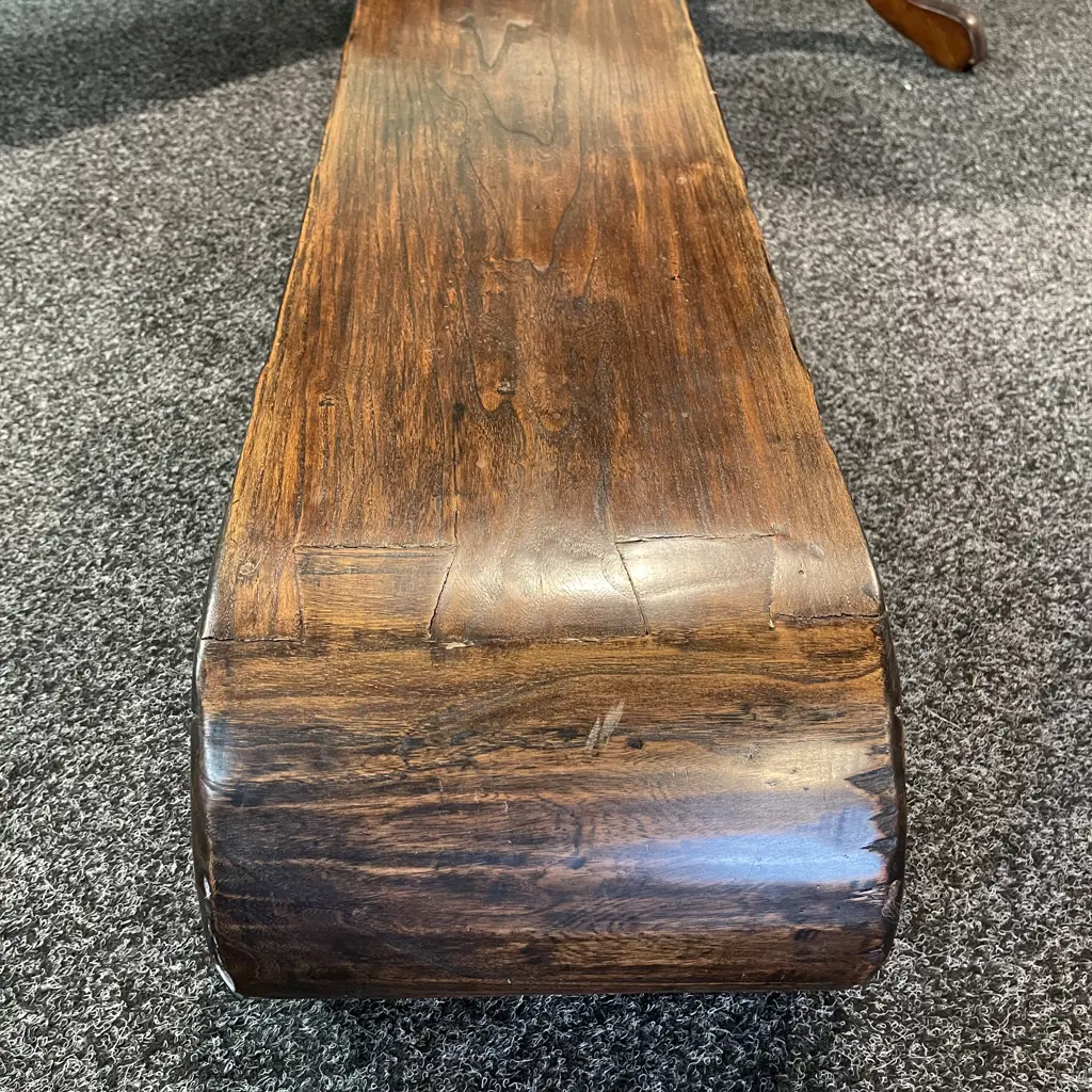 Chinese Scroll Table, Black Elm Wood, Shanxi, H19 W102 D24cm Image 1++