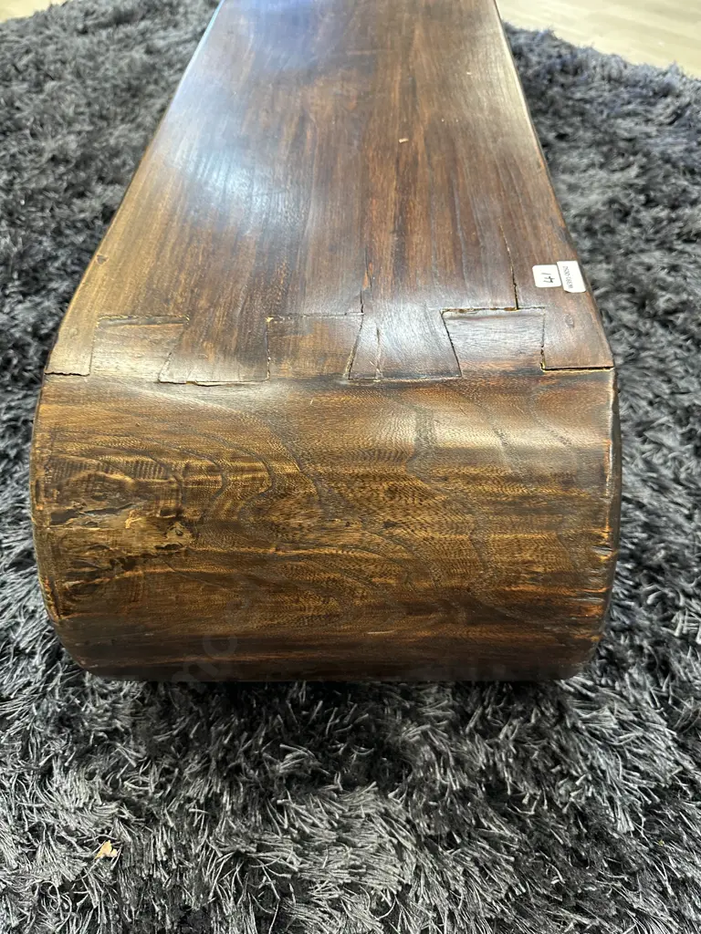 Large Chinese Scroll Table, Black Elm Wood, Shanxi, H38 W140 D38cm Image 1++