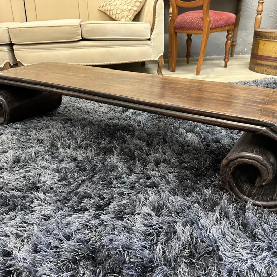 Large Chinese Scroll Table, Black Elm Wood, Shanxi, H38 W140 D38cm