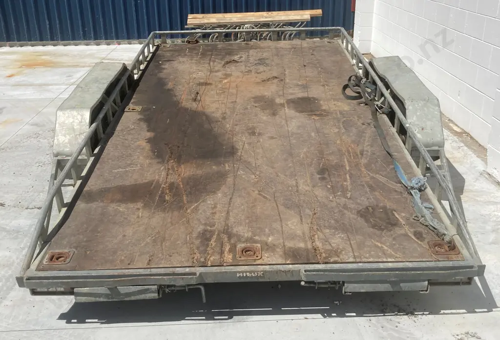 Tandem Axle Flatdeck Trailer, 4 x 2m Deck Size, Tie Down Rails & Rings, Tilts, Ramps, Draw Bar Bent (As-Is Where-Is) Image 1++