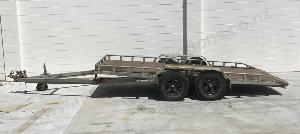 Tandem Axle Flatdeck Trailer, 4 x 2m Deck Size, Tie Down Rails & Rings, Tilts, Ramps, Draw Bar Bent (As-Is Where-Is) Image 1++