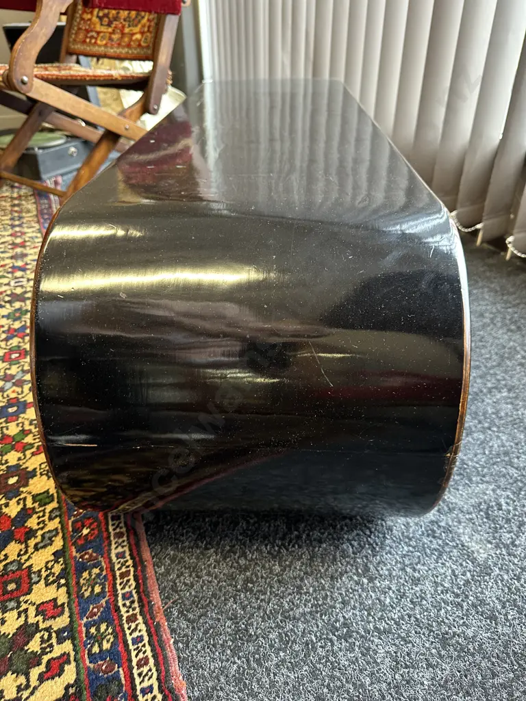 Large Chinese Black Lacquered Scroll Table, Elm Wood, Shanxi, H35 W134 D35cm Image 1++