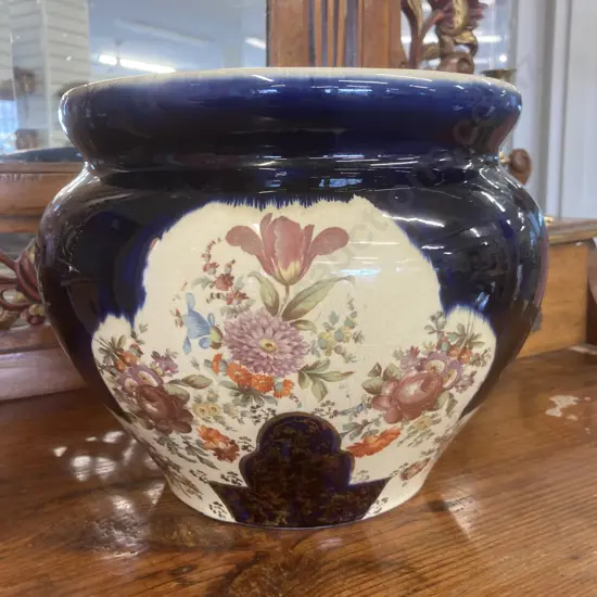 Antique Blue And Gilt Jardenier, Thomas Forester & Sons (Ltd) 22 x 28cm, 1891-1912, Stamped & Indented On Base