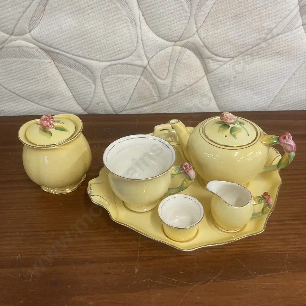 Vintage Royal Winton 'Rosebud' Yellow 6Pce Breakfast Set With A Lidded Jam Pot (As Found Condition) Image 1++