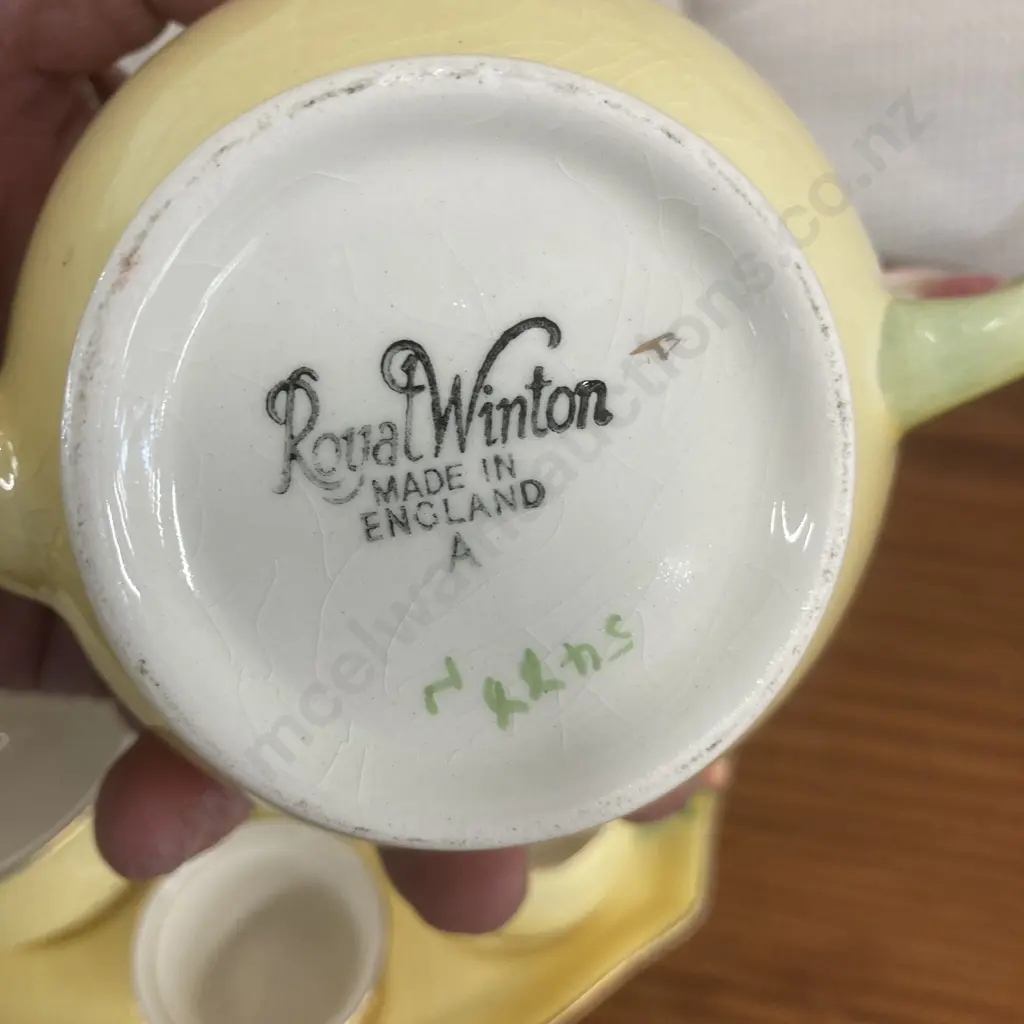 Vintage Royal Winton 'Rosebud' Yellow 6Pce Breakfast Set With A Lidded Jam Pot (As Found Condition) Image 1++