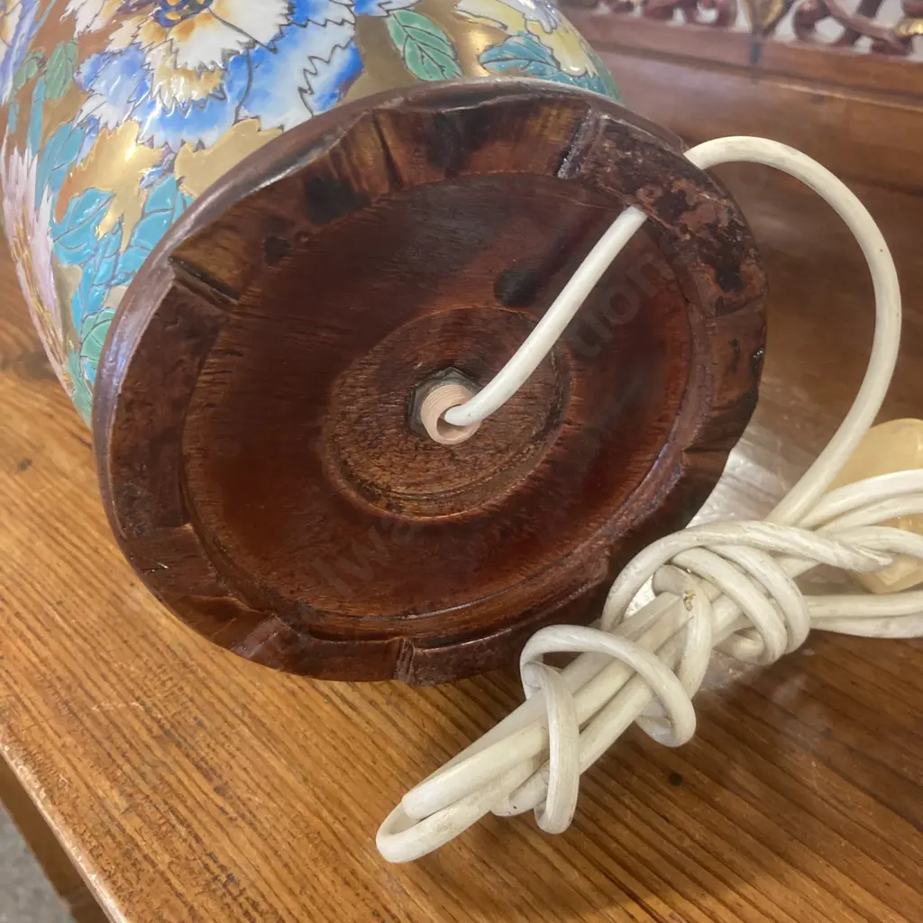 Cloisonne Gold / Green Oriental Lamp Base, H53cm Image 1++