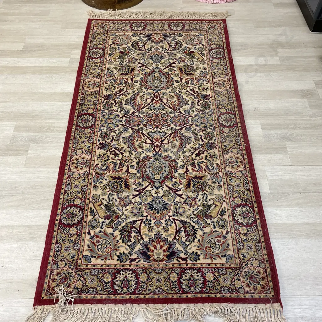 Keshan Pure Wool Floor Rug. 190 x 90cm Image 1++