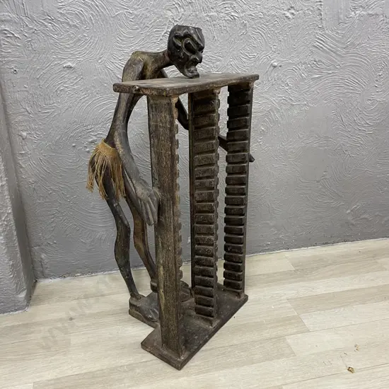 Carved Wooden Ethnic CD Rack H78cm