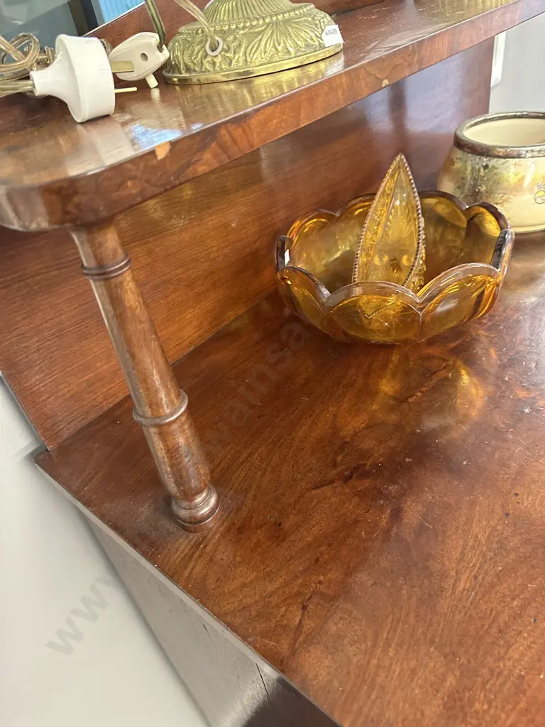Stunning Mahogany Chiffonier, mottled detailed panels. 2 drawer, single shelf H130 D44 W100cm Image 1++