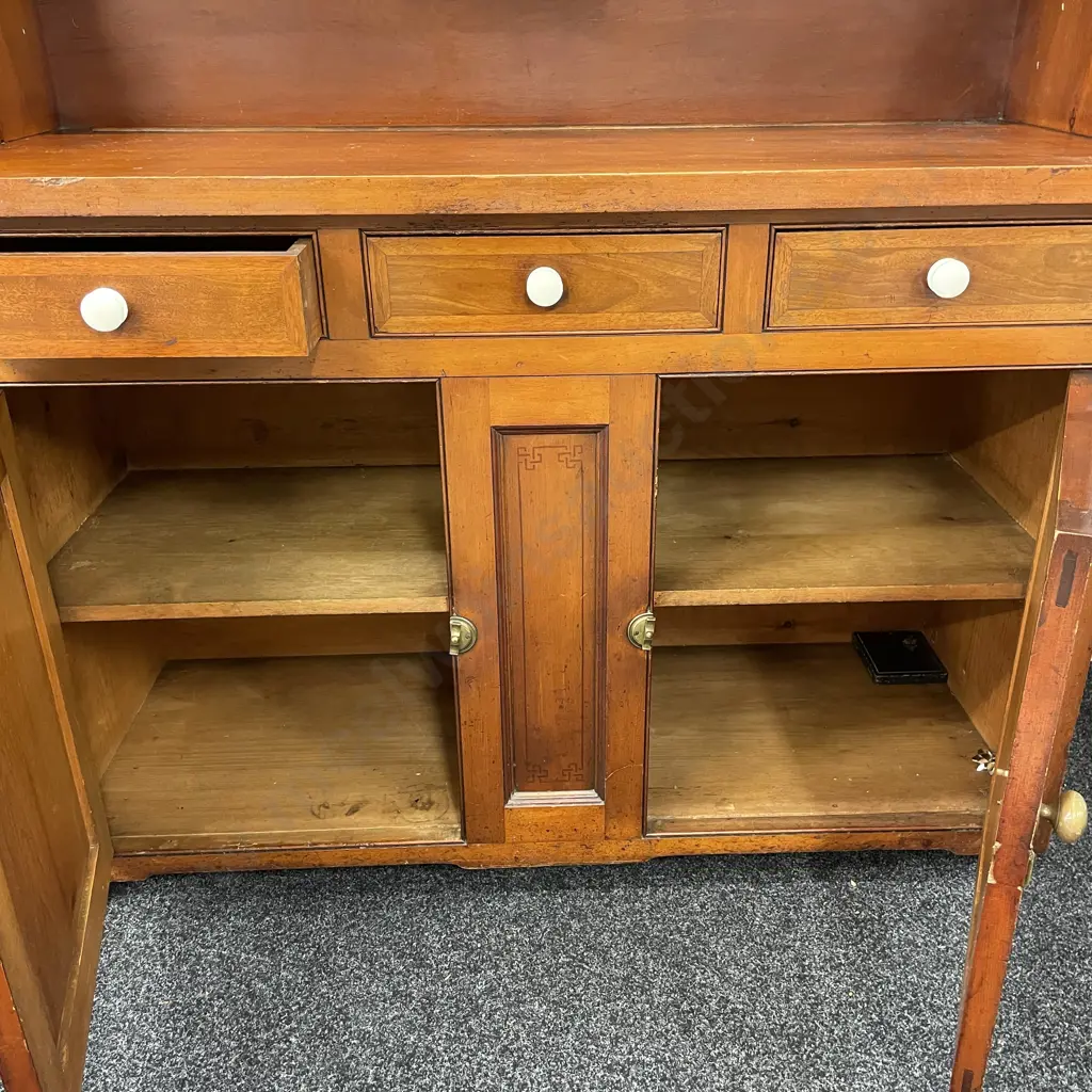 Stunning Edwardian? Hutch Sideboard. 8 drawer, 2 door, internal shelves. Porcelain and brass handles. H180 W138 D55cm Image 1++
