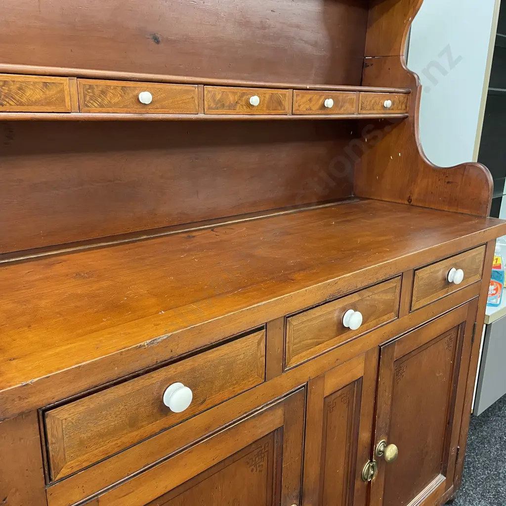 Stunning Edwardian? Hutch Sideboard. 8 drawer, 2 door, internal shelves. Porcelain and brass handles. H180 W138 D55cm Image 1++