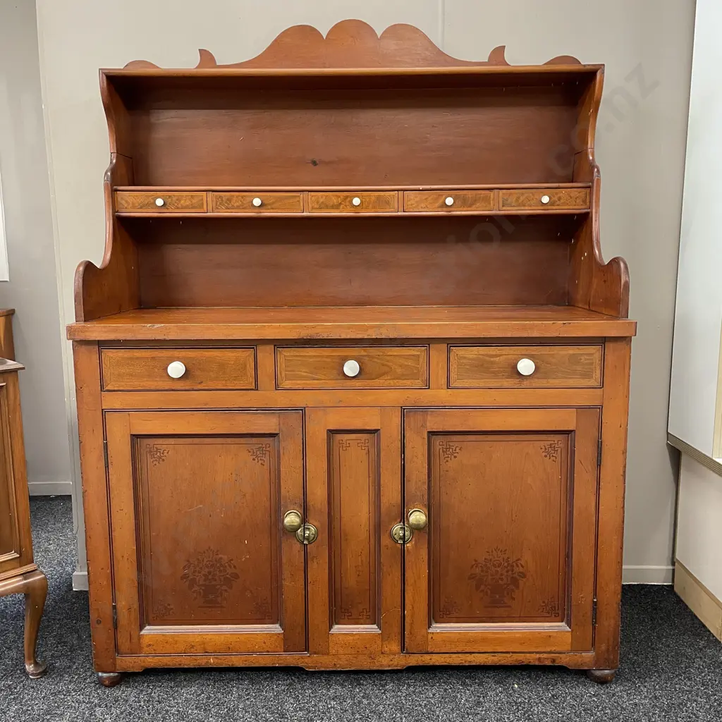 Stunning Edwardian? Hutch Sideboard. 8 drawer, 2 door, internal shelves. Porcelain and brass handles. H180 W138 D55cm Image 1++