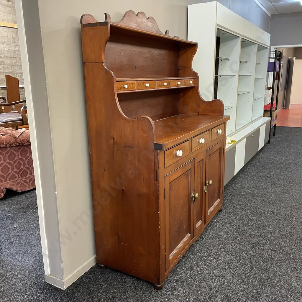 Stunning Edwardian? Hutch Sideboard. 8 drawer, 2 door, internal shelves. Porcelain and brass handles. H180 W138 D55cm Image 1++