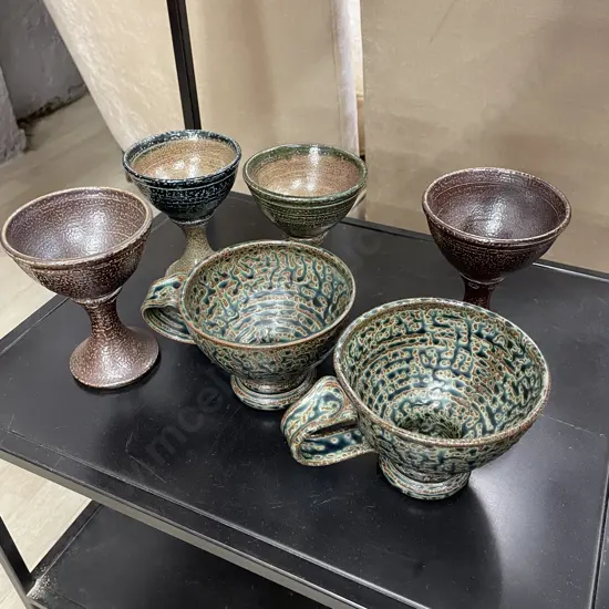 Assorted Art Pottery chalices and goblets