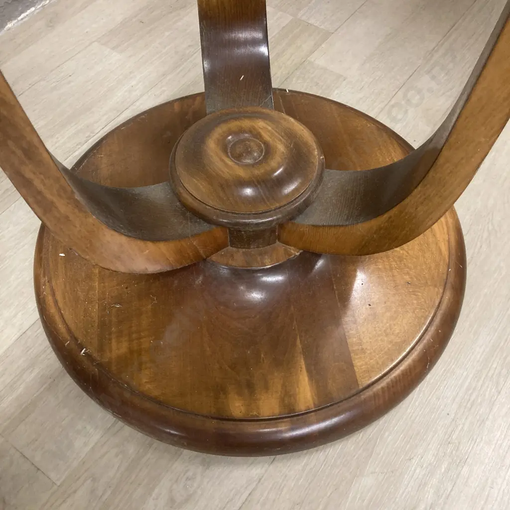 Stunning Art Deco Burr and Mahogany Table, curved tri pedestal with round plinth. H75 Dia61cm Image 1++
