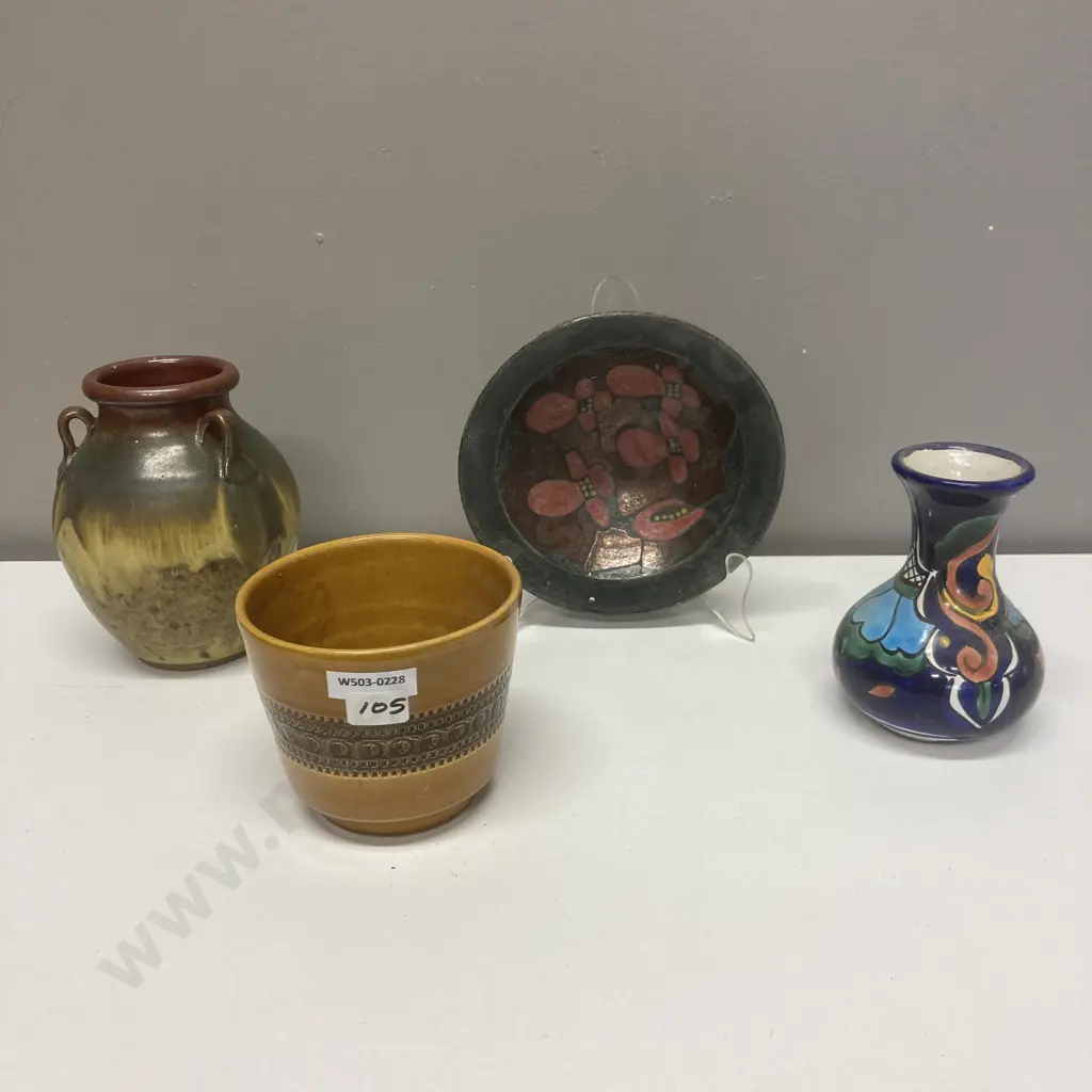 Four Art Pottery items including German Image 1++