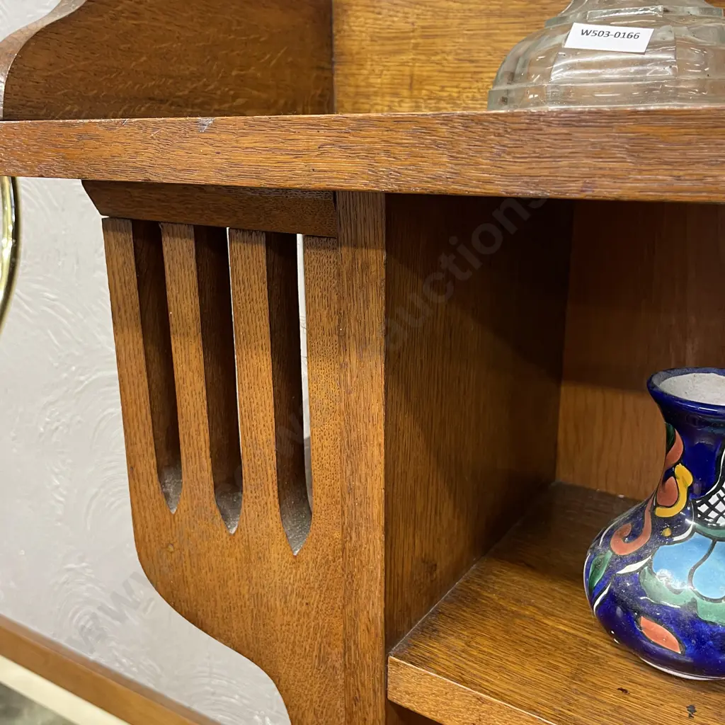 Art Nouveau Solid Oak 4 tier Bookshelf. H146 W130 D32cm Image 1++