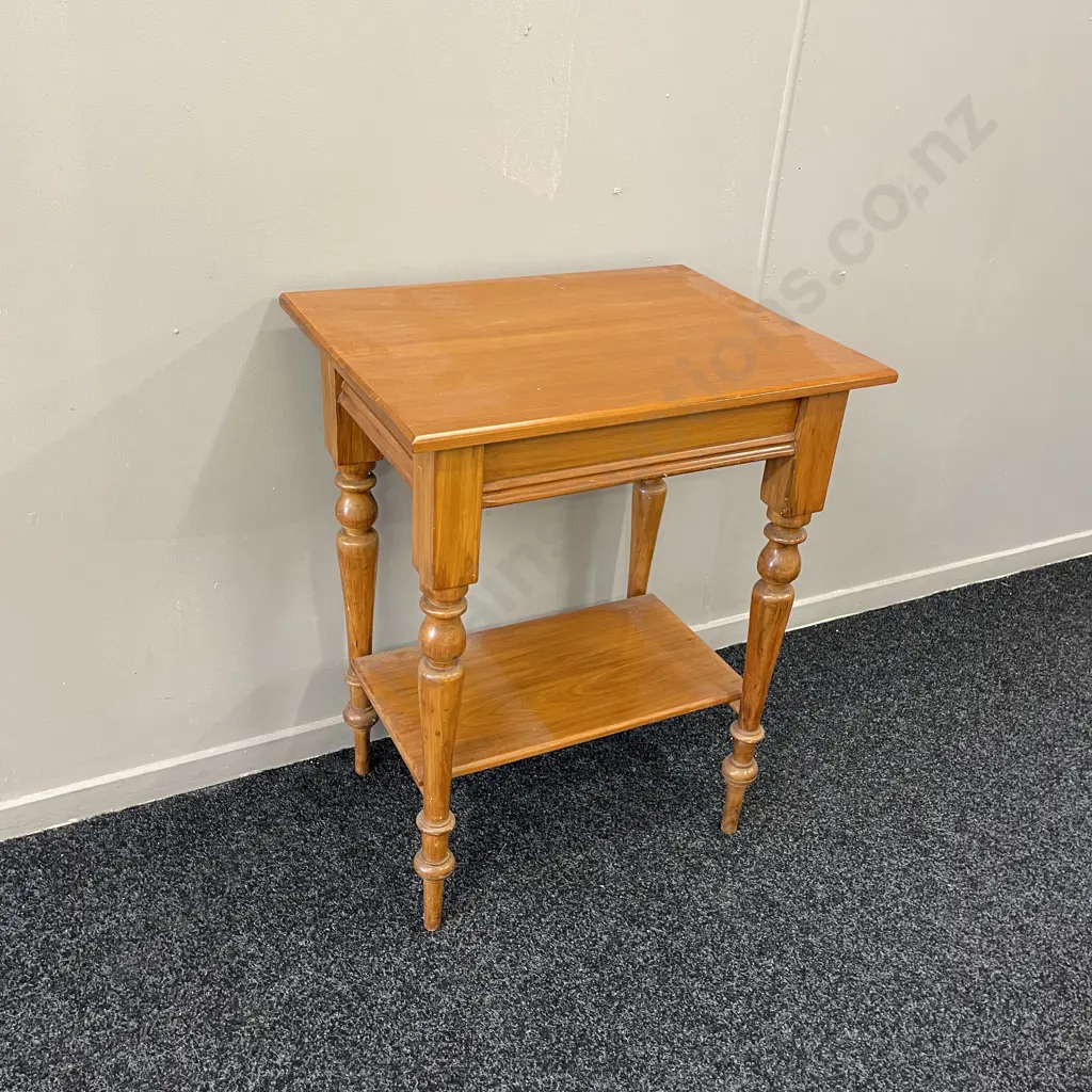 Vintage Solid Wood Occassional Table. Turned Legs, base shelf H76 Top 61 x 46cm Image 1++