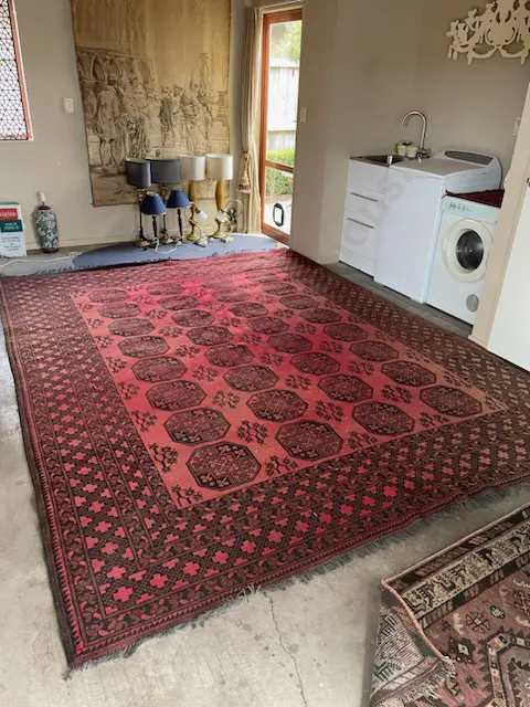 Red & Deep  Burgundy Persian Style Large Floor Rug 2.60 x 3.50m (Fading On One Corner) Image 1++