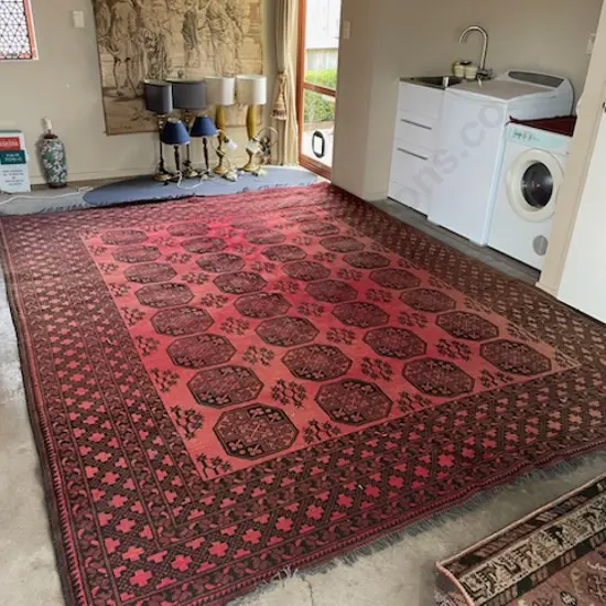 Red & Deep  Burgundy Persian Style Large Floor Rug 2.60 x 3.50m (Fading On One Corner)