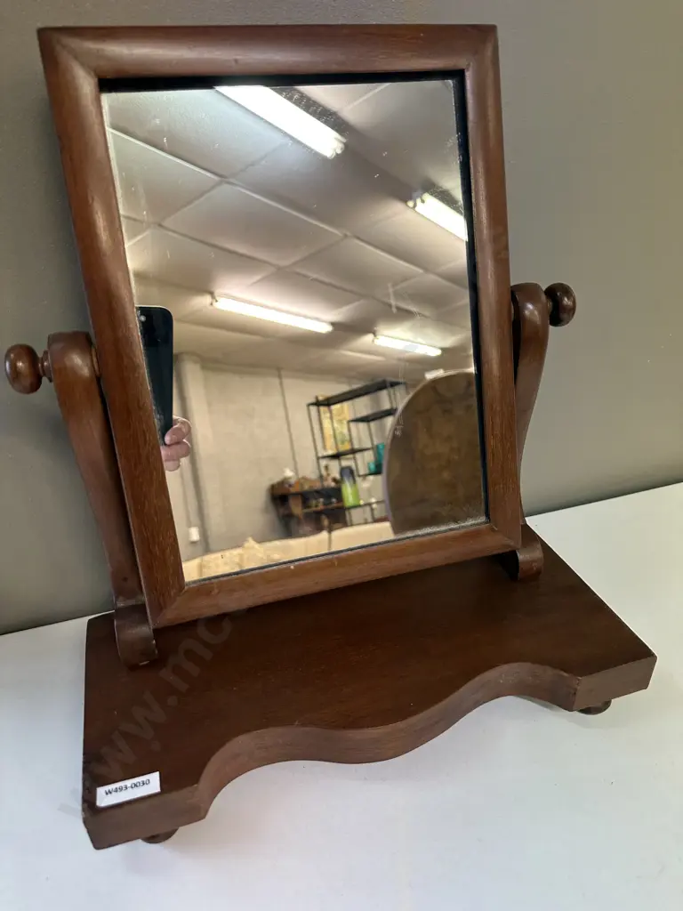 Antique Mahogany Cheval Swing Mirror, H41 W35.5 D16cm Image 1++