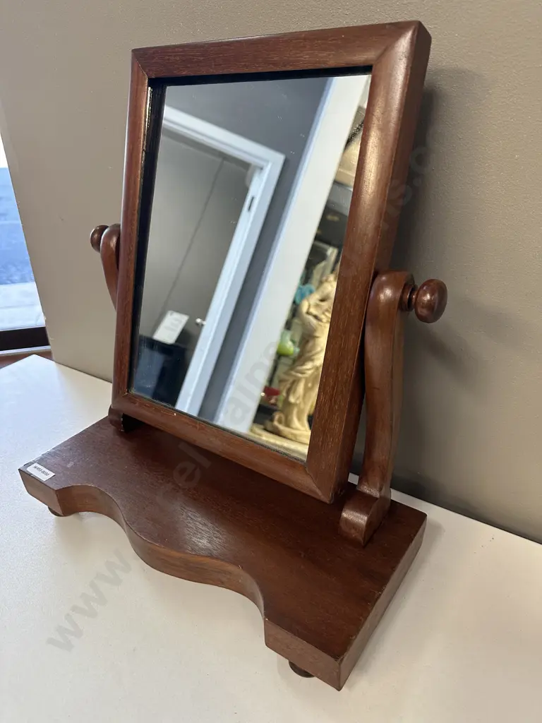 Antique Mahogany Cheval Swing Mirror, H41 W35.5 D16cm Image 1++