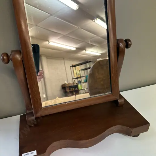 Antique Mahogany Cheval Swing Mirror, H41 W35.5 D16cm