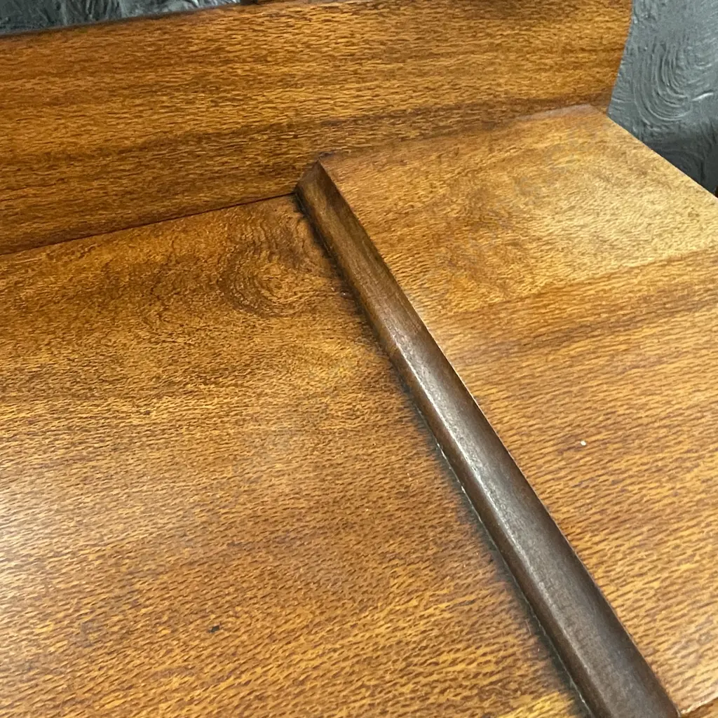 Vintage Solid Maple 3 drawer Dressing Table with pivoting tri mirror. Unite H74cm with mirror H140 D38 W91cm Image 1++