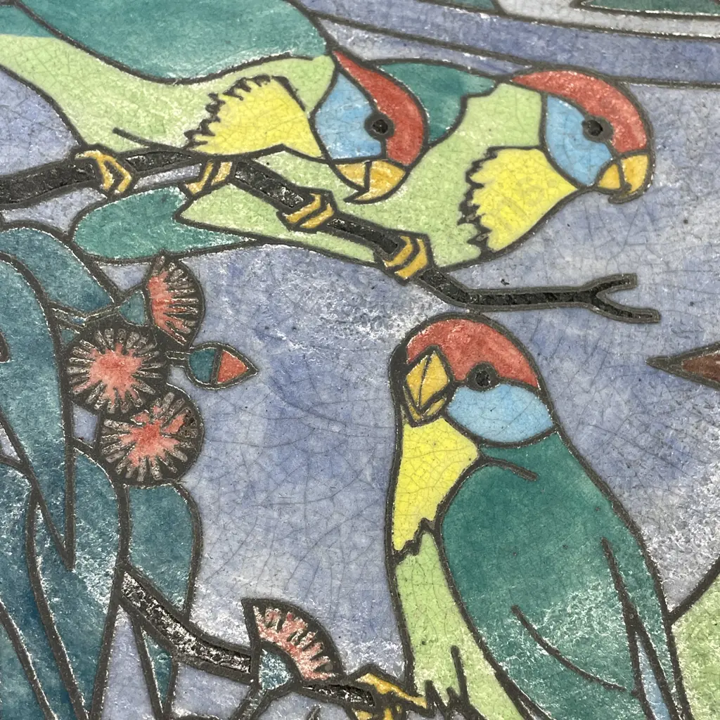 Large Lynda Harris Art Pottery Wall Hung Charger. Dia34cm Image 1++