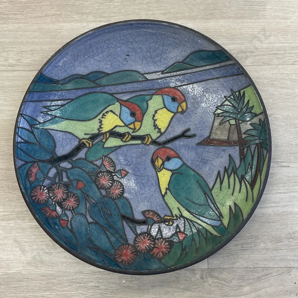 Large Lynda Harris Art Pottery Wall Hung Charger. Dia34cm Image 1++