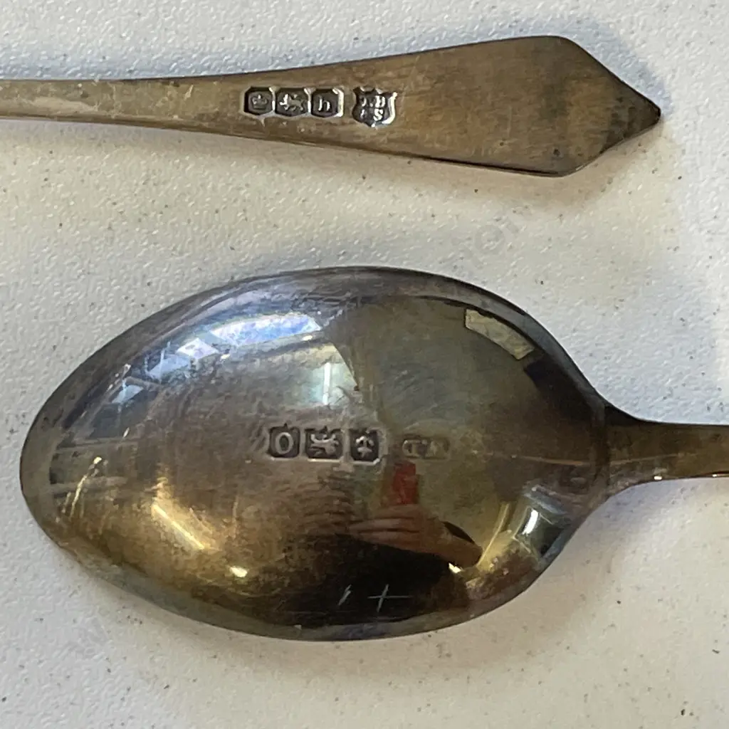 Two Antique Boxed Sets of 6 Sterling Silver Teaspoons. Hallmarked as shown Image 1++