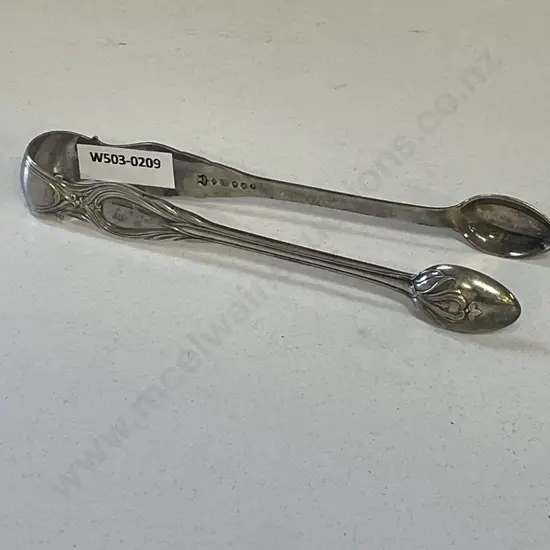 Sterling Silver Art Nouveau Sugar Tongs. Hallmarked as shown