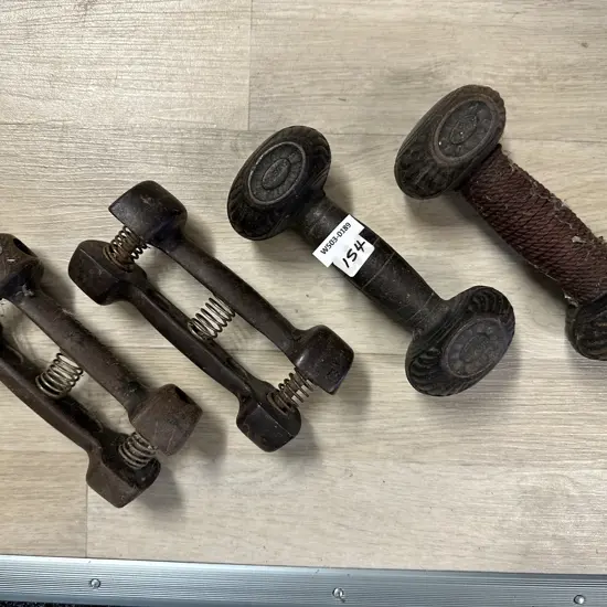 Two Pairs of Vintage Sandows Cast Iron Dumbells