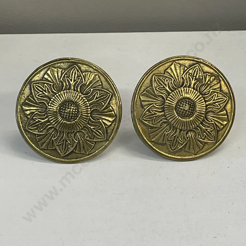 Antique Art Nouveau Peerage England Brass Screw in Curtain Ties Image 1++