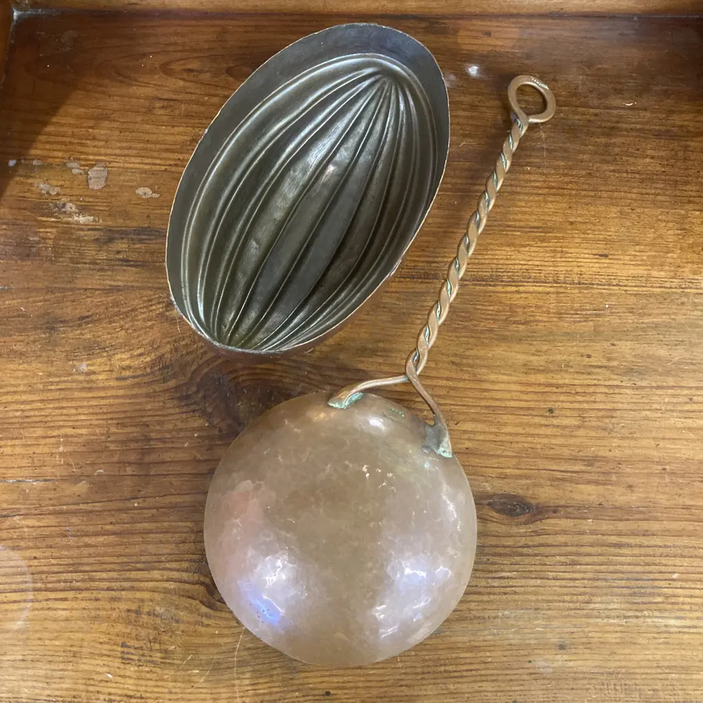 Vintage Copper Jelly Mould & Weeda Tasmania Copper Ladle Image 1++