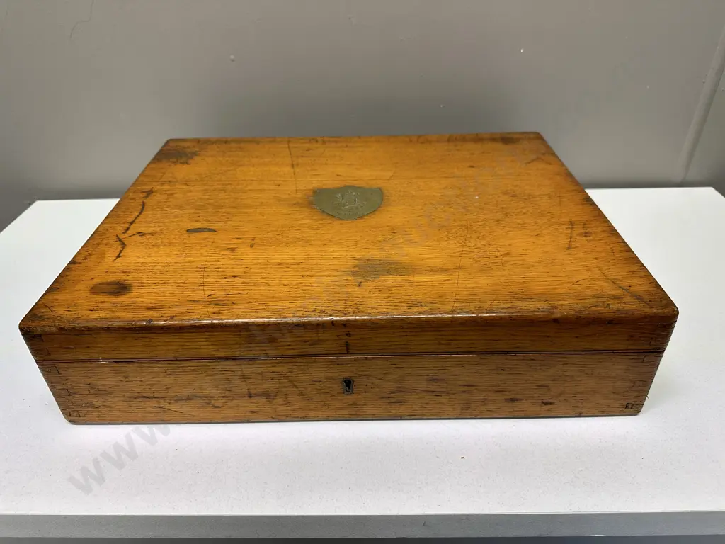 Original Oak Cased Canteen of Elkington & Co Liverpool 76 Pce Cutlery, Monogrammed Image 1++