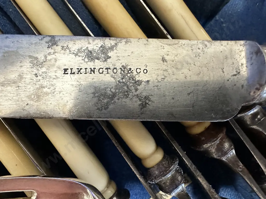 Original Oak Cased Canteen of Elkington & Co Liverpool 76 Pce Cutlery, Monogrammed Image 1++