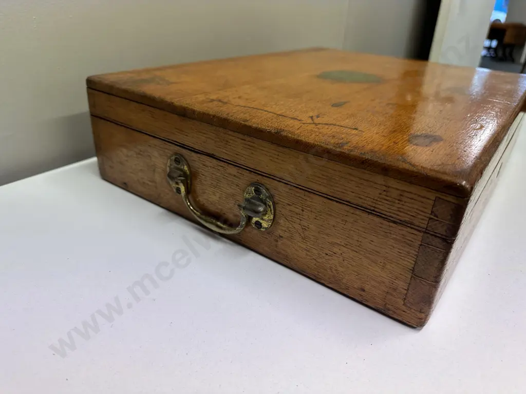 Original Oak Cased Canteen of Elkington & Co Liverpool 76 Pce Cutlery, Monogrammed Image 1++