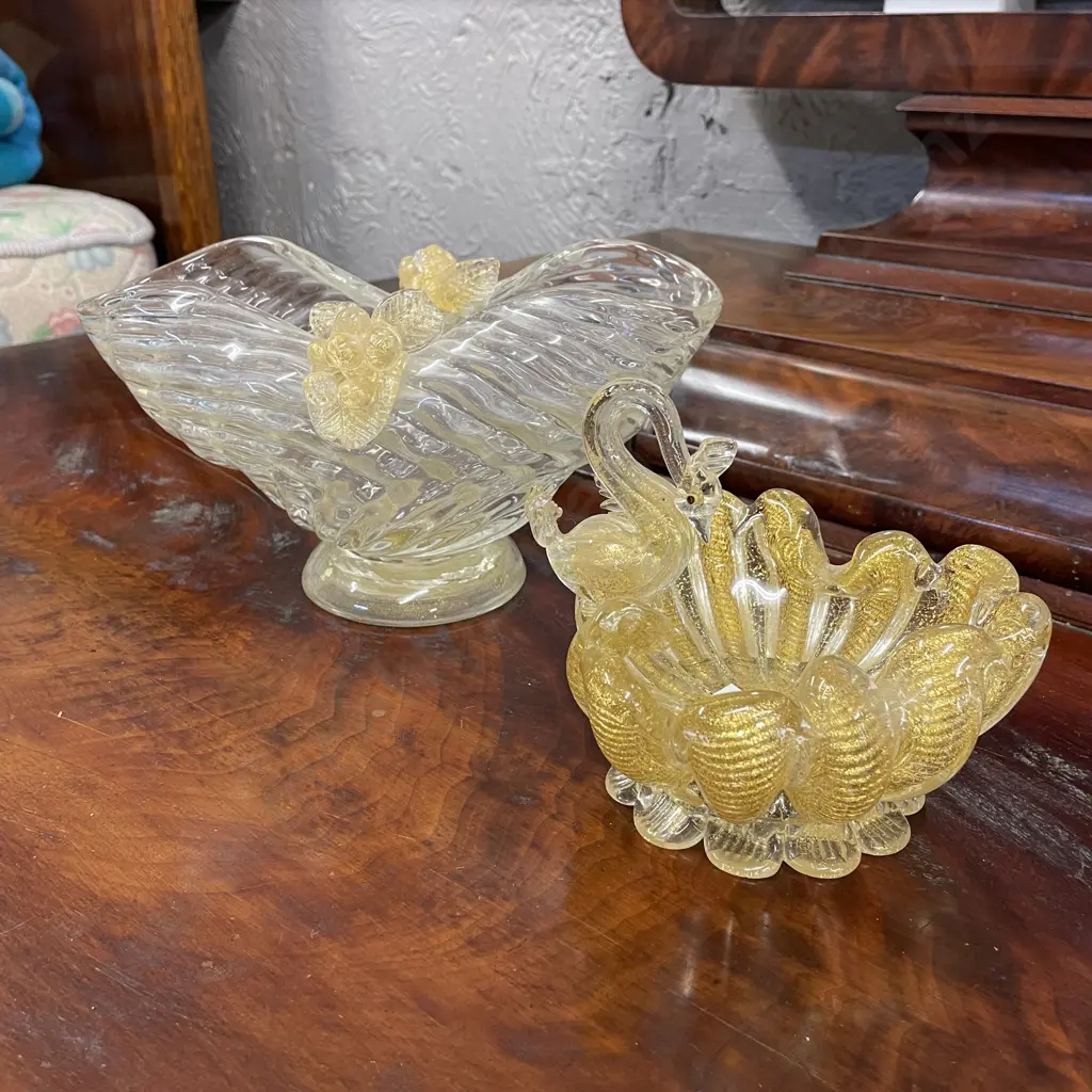 Vintage Venetian Art Glass items with internal gold fleck decoration. AF Image 1++