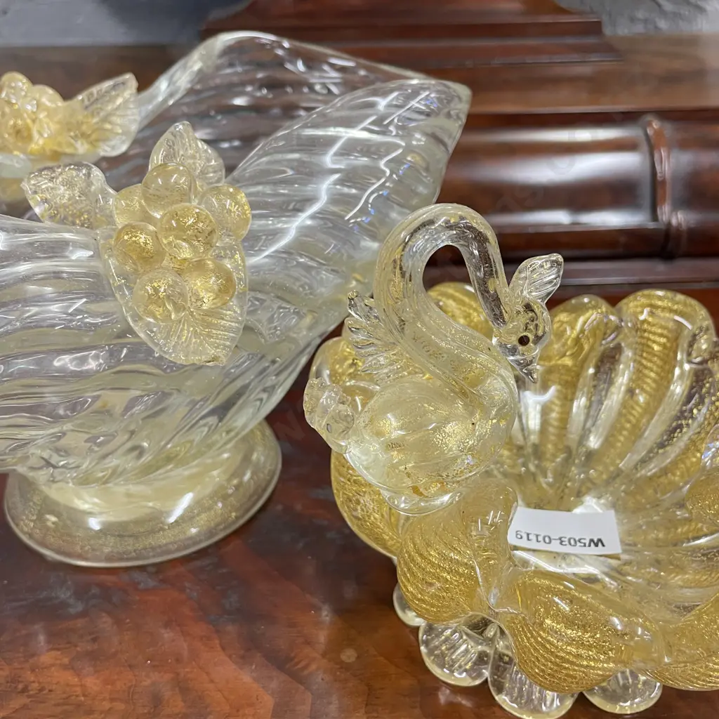 Vintage Venetian Art Glass items with internal gold fleck decoration. AF Image 1++