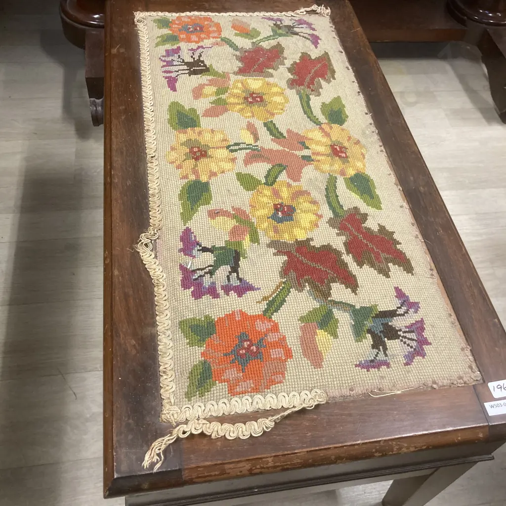 Vintage Solid Wood Piano Stool with lift up tapestry top. 72 x 40cm H42cm Image 1++