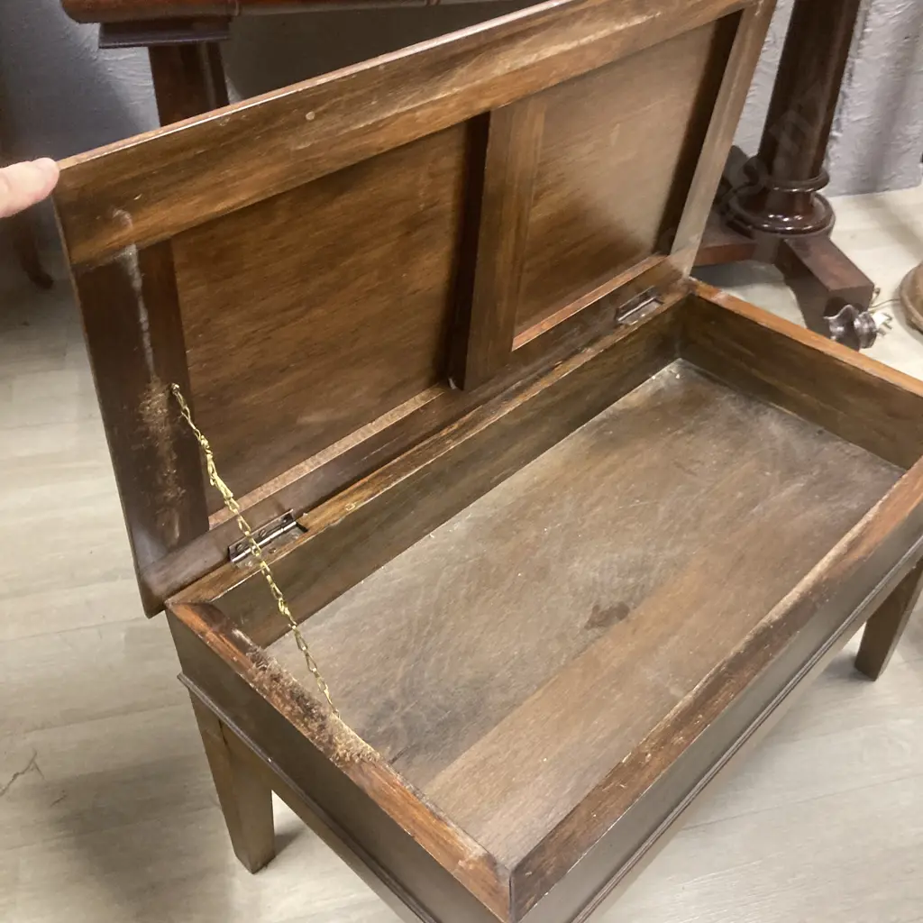 Vintage Solid Wood Piano Stool with lift up tapestry top. 72 x 40cm H42cm Image 1++