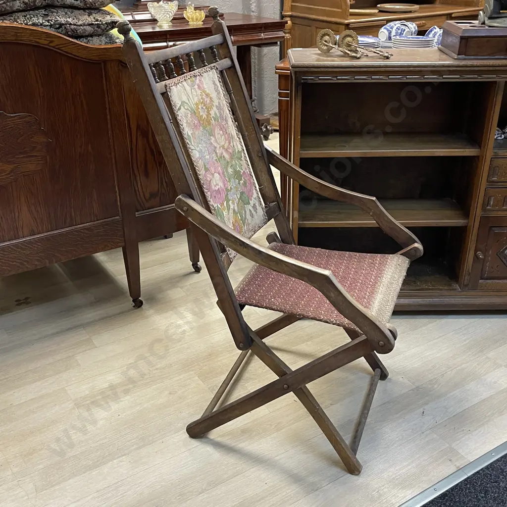 Early 20th century Folding Campaign Chair Image 1++